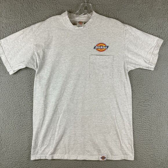 Vintage Dickies Pocket T-Shirt Size Large Made in USA Workwear Tee Gray - Picture 1 of 10